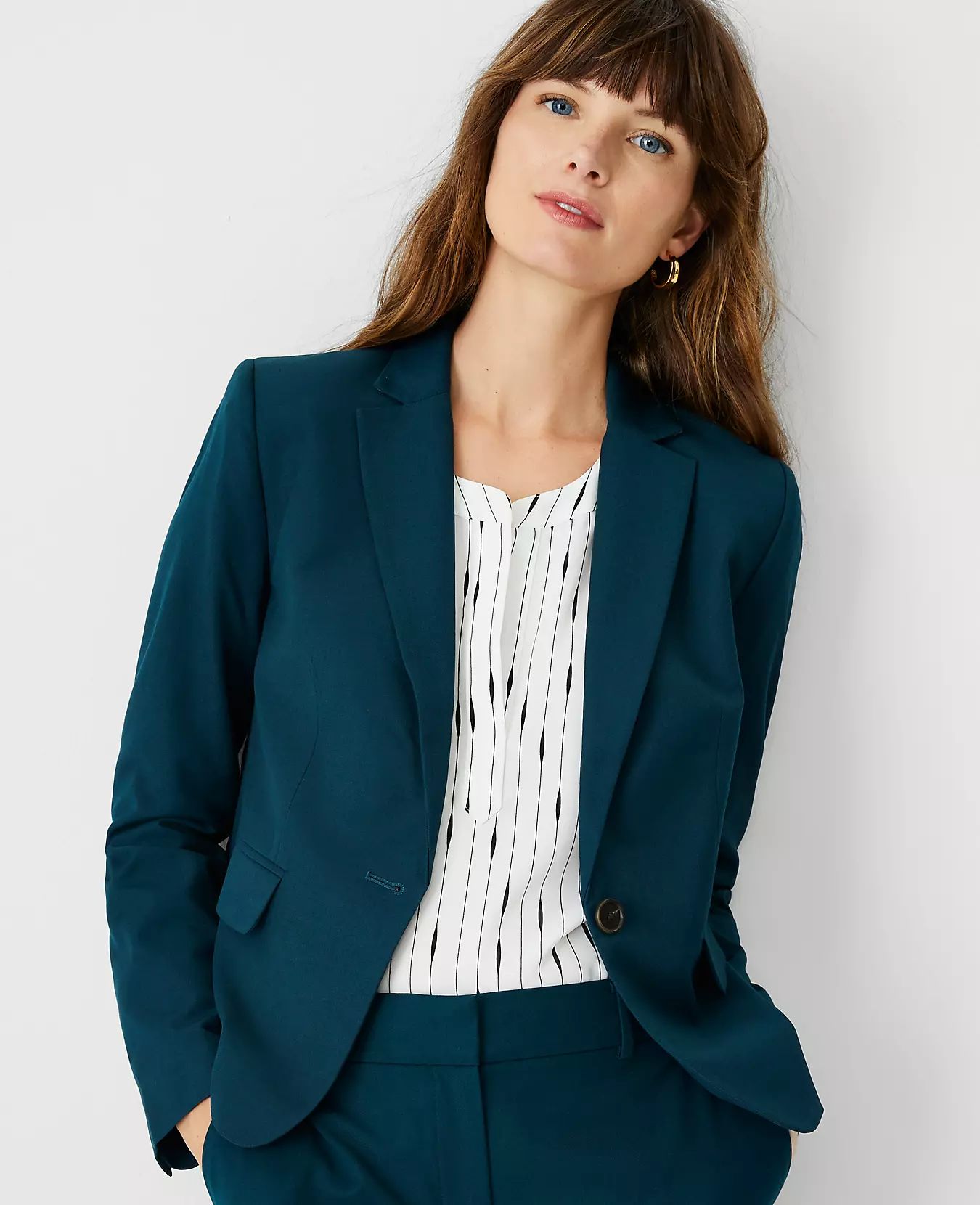 The Notched One Button Blazer in Airy Wool Blend | Ann Taylor | Ann Taylor (US)