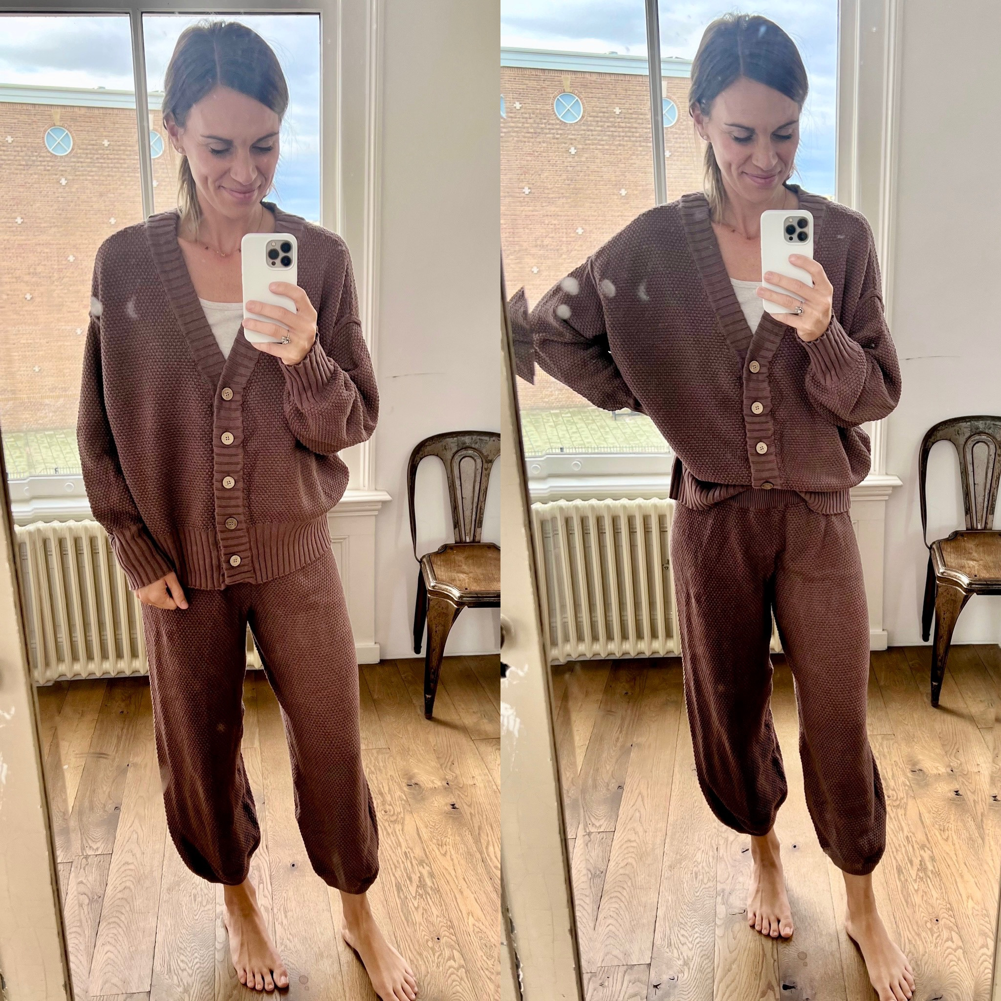 The COZIEST new cardigan sweater set. This would be amazing for postpartum, could wear under bump for pregnancy, and/or for anyone. Could also wear as separates  

Runs a little big - I’m in a small. 6 colors - this is gulf cocoa. 

The Amazon dupe is now available too!

I’m CRAZY about this. 

#LTKbump