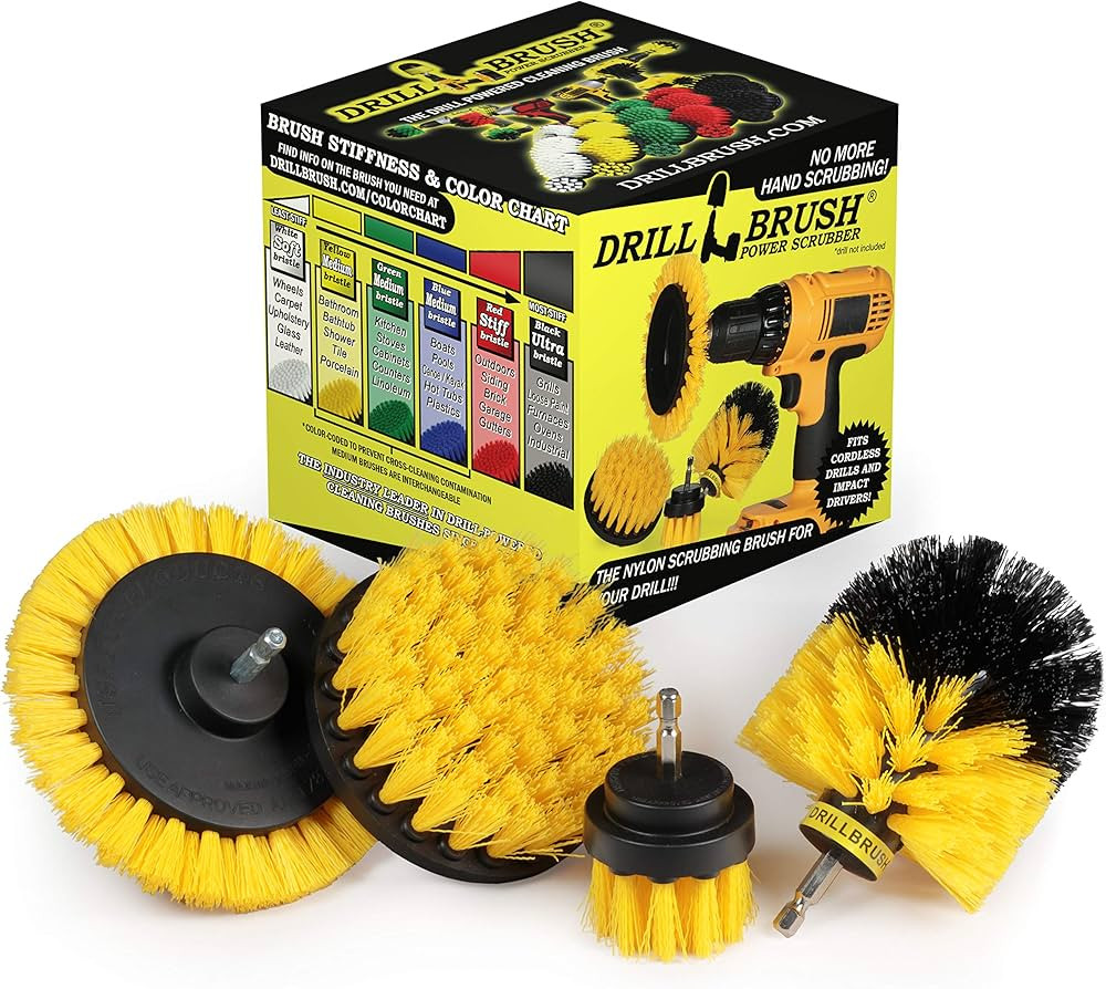 Drillbrush Yellow - Shower Cleaning Rotary Drill Brush Kit - Power Brush Scrubber for Bathroom - ... | Amazon (US)