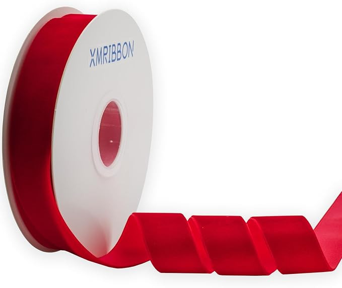 Vintage Red Velvet Ribbon Single Sided, 1 Inch by 10 Yards Spool | Amazon (US)