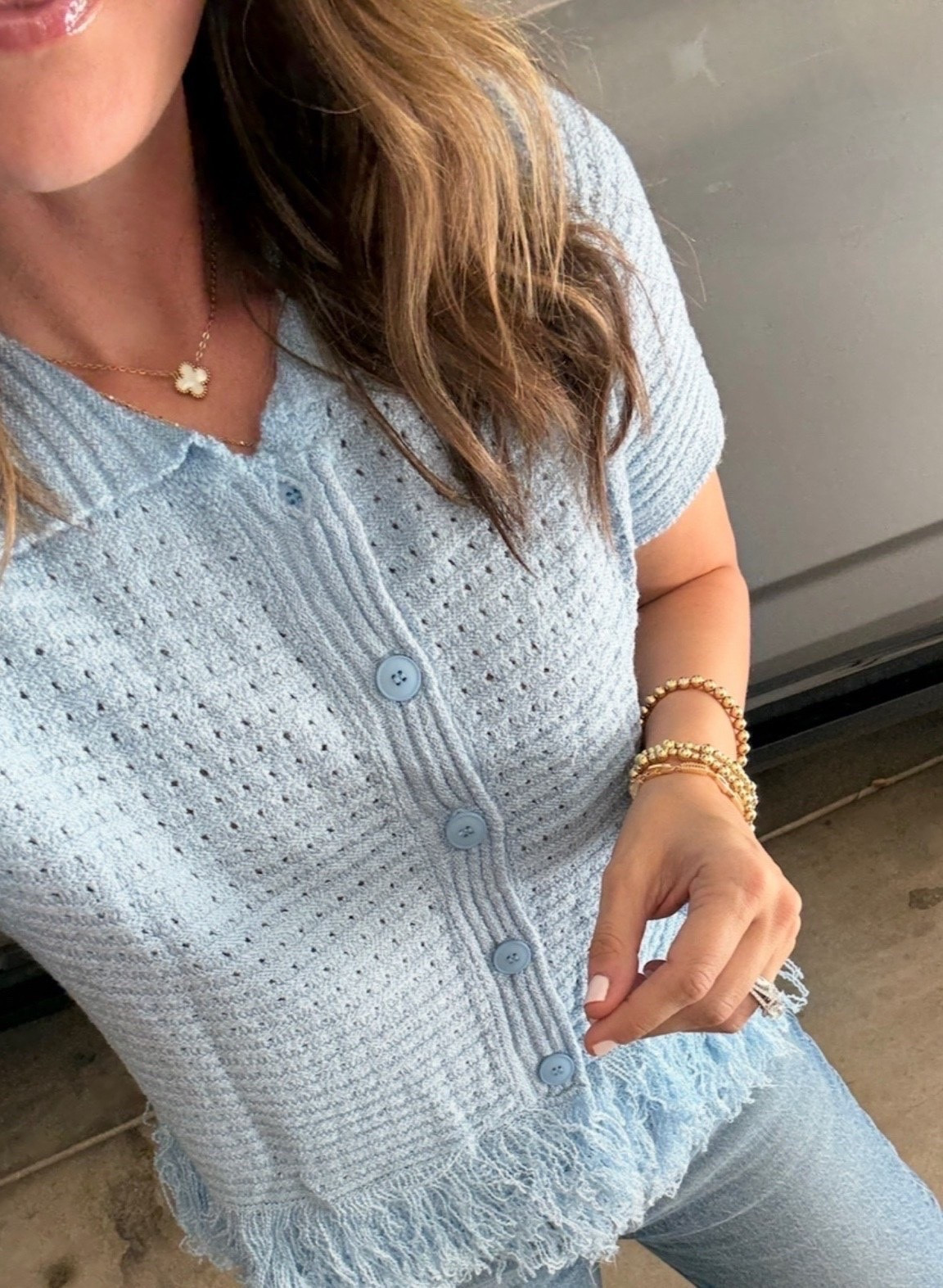 Fall in Texas means we’re still wearing short sleeves!! 💙 This light blue crochet cardigan with the matching skirt is SO cute for those warmer days. And I love that I can wear the top with jeans for a completely different look!

Texas fall outfit, Amazon matching set, blue crochet cardigan, matching knit skirt, short sleeve cardigan, warm weather fall outfit, fall in Texas, cardigan with jeans, Amazon fashion, transitional fall style, casual fall outfit, JulieFranks