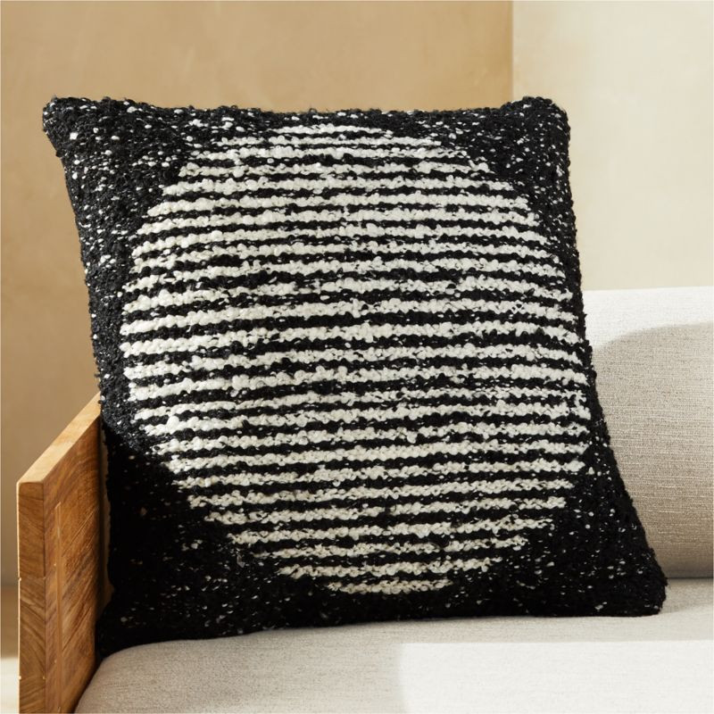 20" Soleil White and Black Outdoor Pillow + Reviews | CB2 | CB2