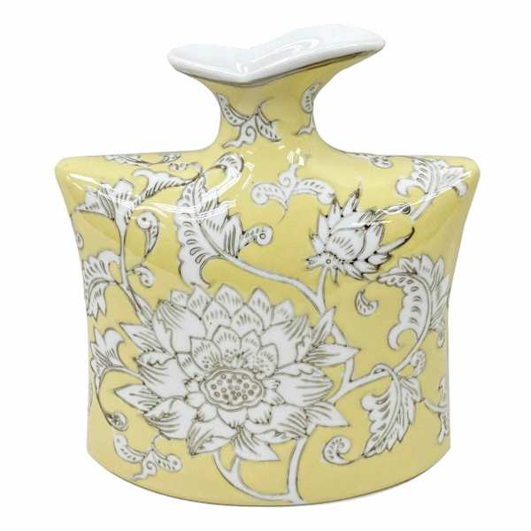 Yellow Floral Ceramic Vase, 7" | At Home