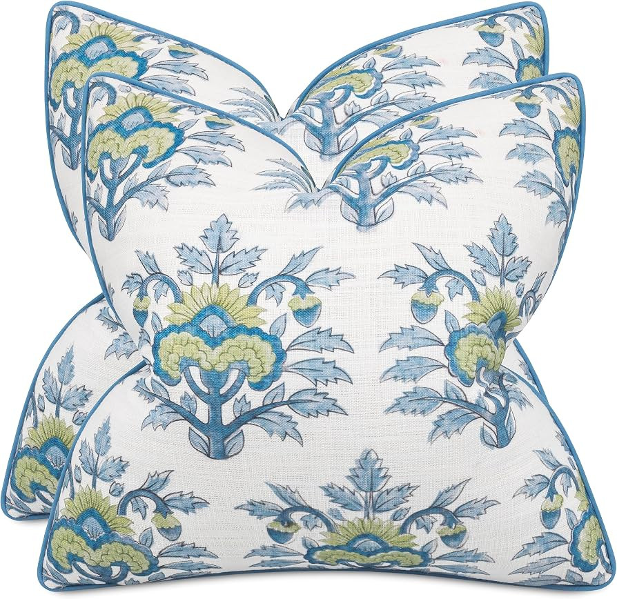 MANOJAVAYA Set of 2 Pcs Vanya Printed Decorative Square Accent Throw Pillow Cover - Sofa, Chair, ... | Amazon (US)
