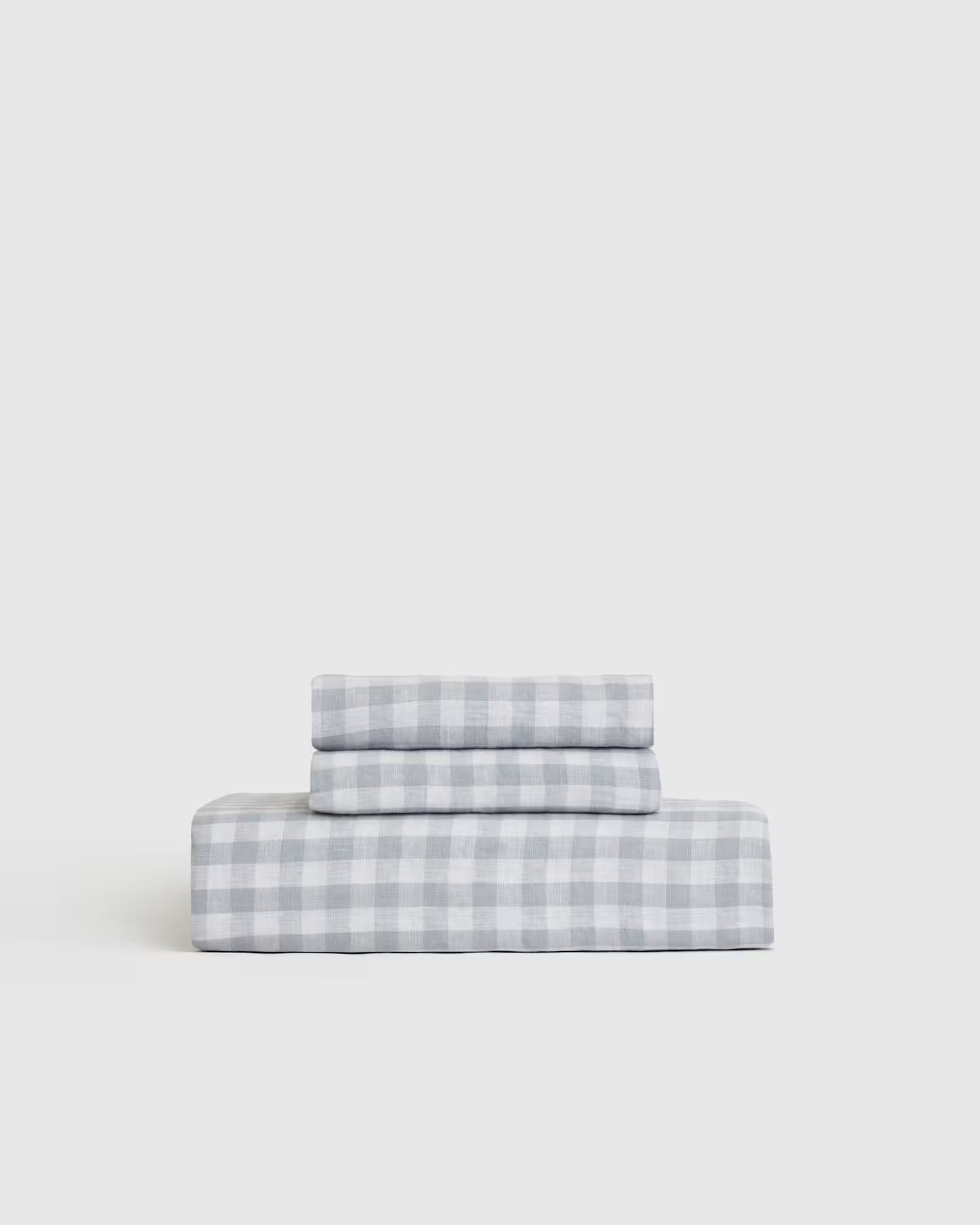 European Linen Gingham Fitted Sheet Set in Blue Fog | Quince