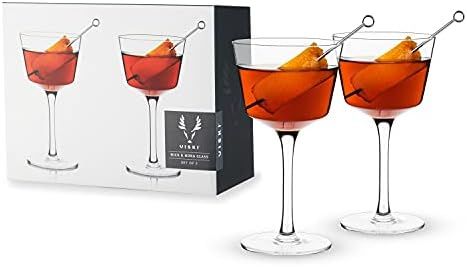 Viski Raye Angled Stemmed Nick and Nora Glasses Set of 2 - Premium Crystal Clear Cocktail Glasses... | Amazon (US)