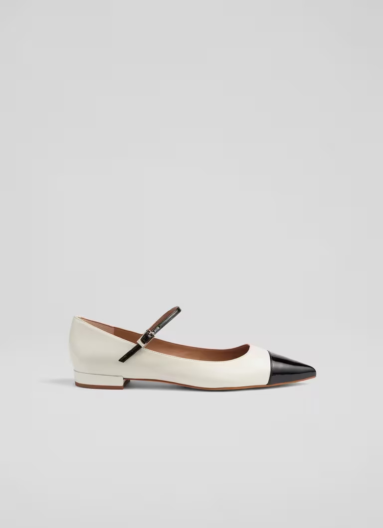 Monty Cream And Black Leather Mary Jane Pumps | L.K. Bennett (UK)