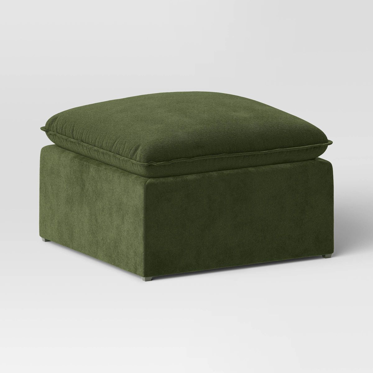 Haven Velvet Modular French Seam Sofa Ottoman Dark Green - Threshold™ | Target