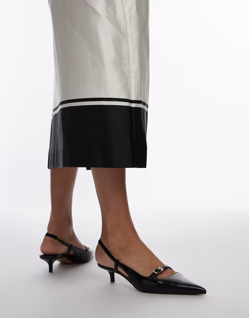 Mango sling back buckle front heel in black | ASOS (Global)