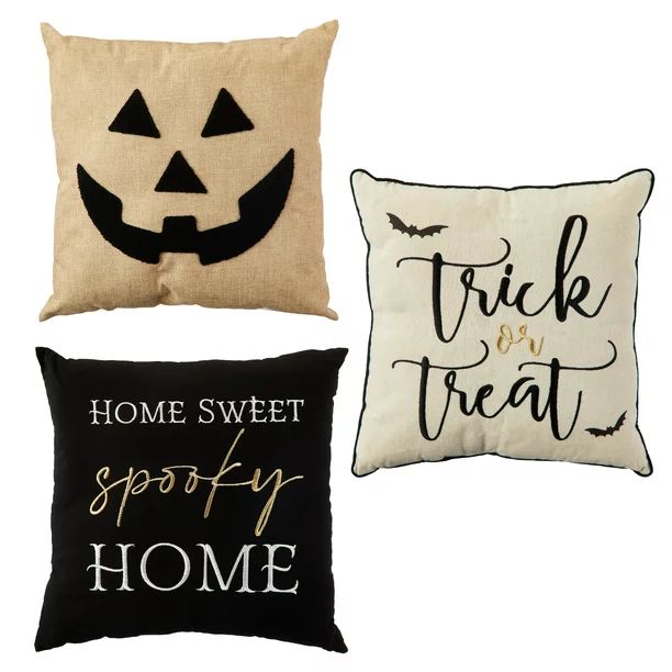 Way To Celebrate Halloween Decorative Pillow, 3pcs Pack 13inch Pillow, Spooky/Pumpkin/Trick or Tr... | Walmart (US)