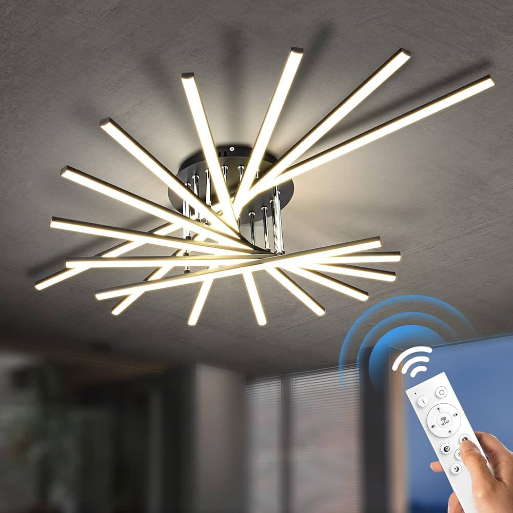115W Dimmable Modern LED Ceiling Light, 45.1" 9-Lights Sputnik Black Flush Mount Ceiling Light Fi... | Amazon (US)