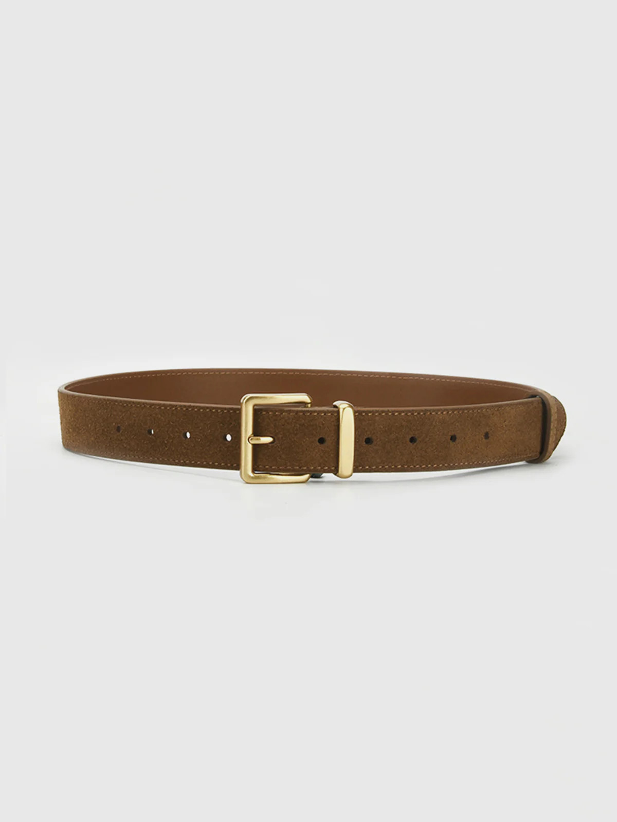 Golden Buckle Suede Belt | Commense
