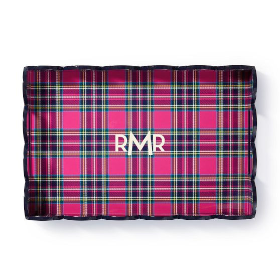 Plaid Scalloped Lacquer Tray | Mark and Graham