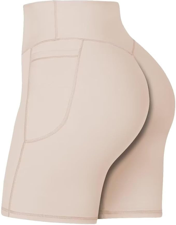 Sunzel No Front Seam Biker Shorts for Women with Pockets, Yoga Workout Gym Bike Shorts with Tummy... | Amazon (US)