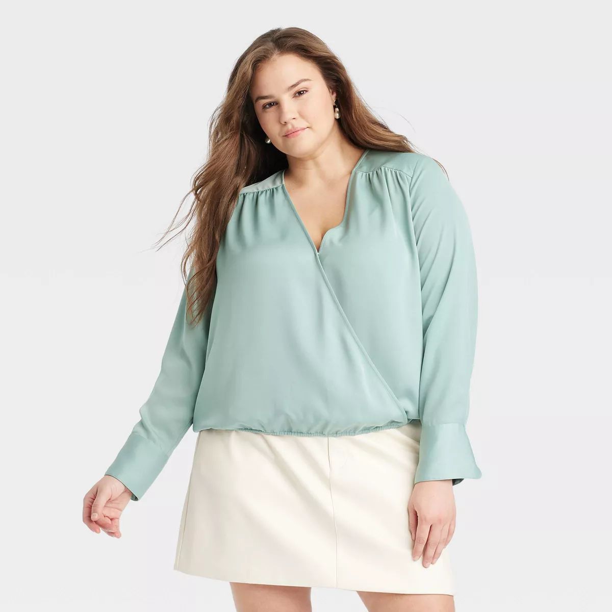 Women's Long Sleeve V-Neck Wrap Blouse - A New Day™ | Target