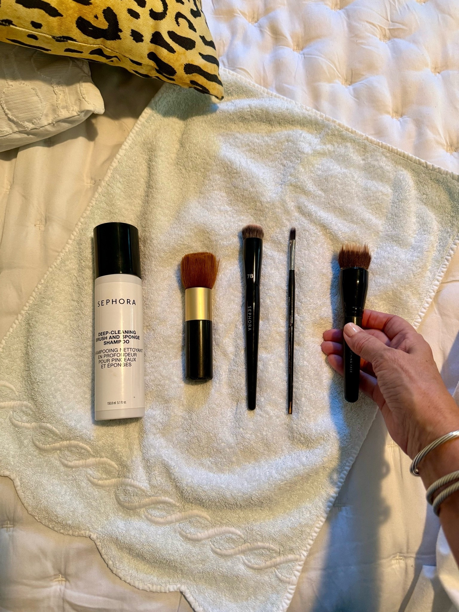 Wash your makeup brushes often! I love this Sephora product that cleanses + disinfects.

#LTKdayinmylife #LTKBeauty #LTKmorningroutine