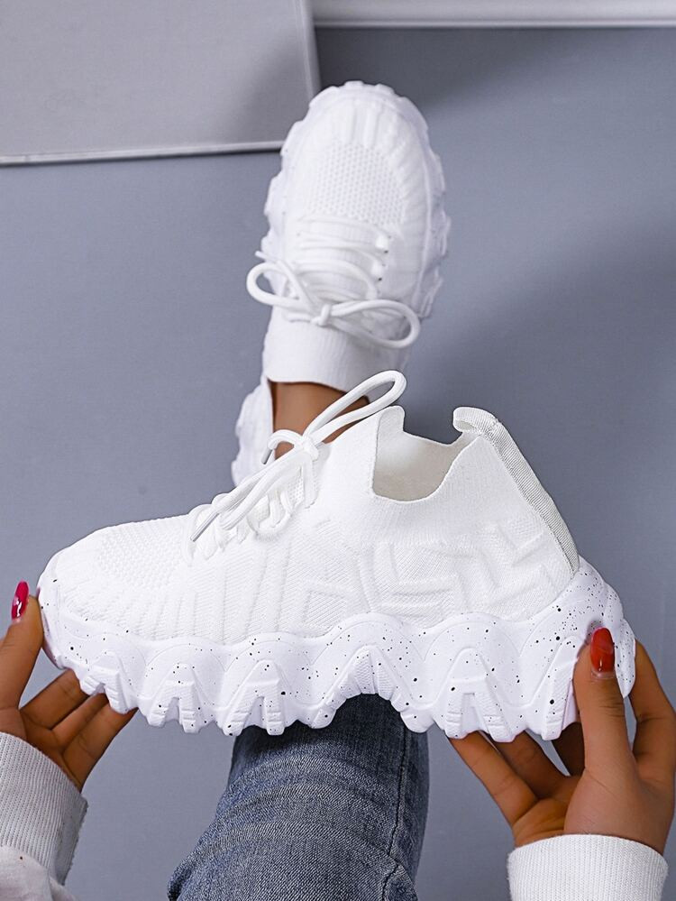 Minimalist Lace-up Front Chunky Sneakers | SHEIN