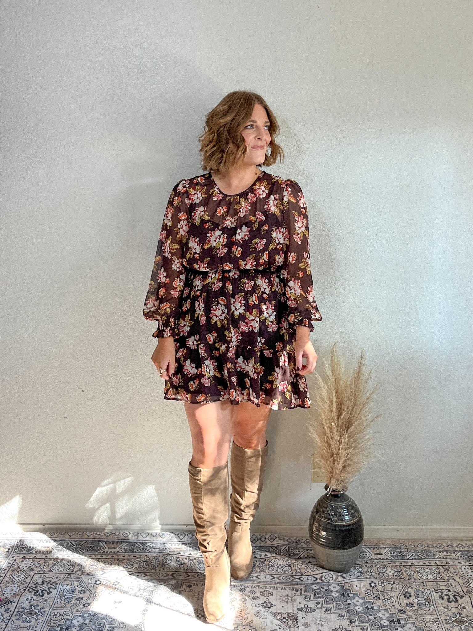 What I wore for family pictures// the prettiest floral print! Fall dress under $50

wearing L (tts)

#LTKMidsize #LTKSaleAlert #LTKHoliday