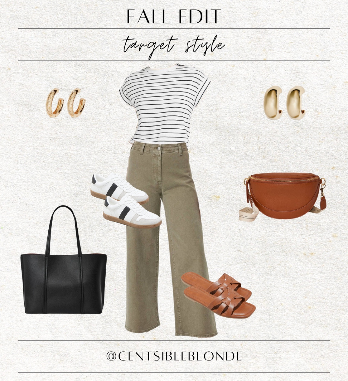 Fall outfit 
Olive jeans
Gold earrings
Sneakers
Black tote
Cognac sandals
Transitional outfit 
Travel outfit 

#LTKFindsUnder50 #LTKShoeCrush #LTKTravel