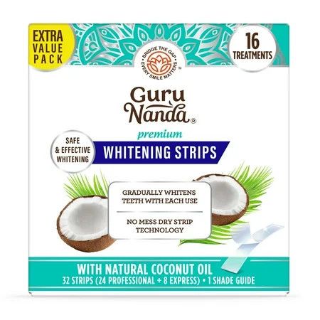 GuruNanda Teeth Whitening Strips -16-Day Treatment with Non-Slip, Dry Strip Technology - Whitening Designed with Care for a Brighter Smile | Walmart (US)