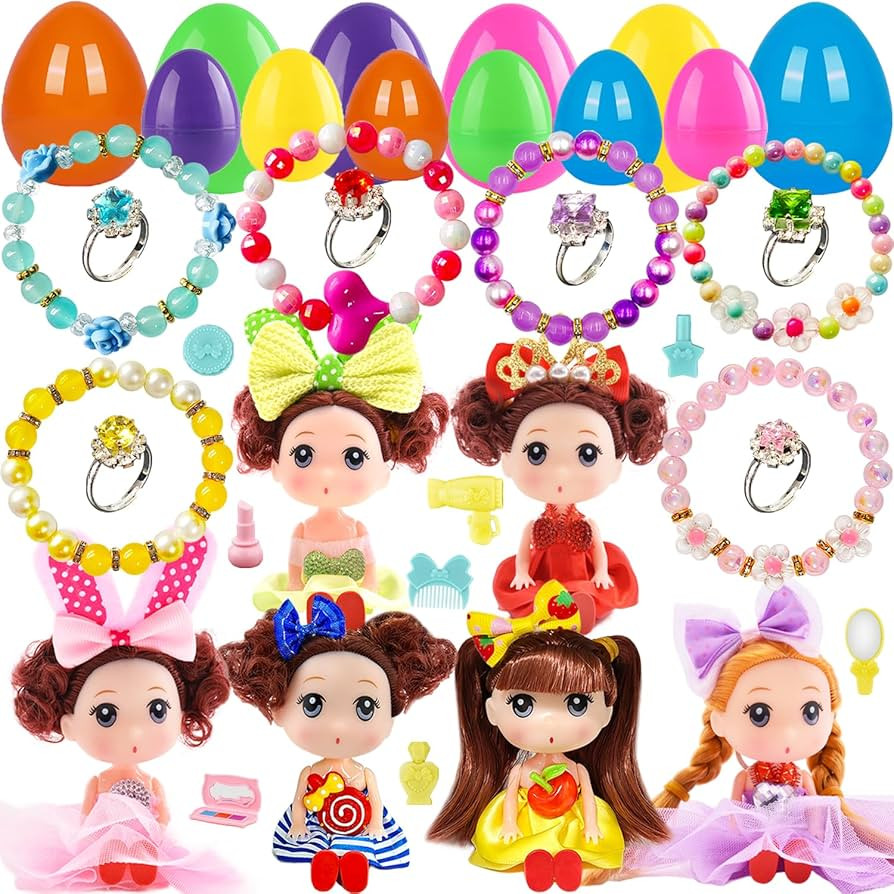 Easter Egg Fillers Prefilled Easter Eggs Filled Easter Basket Stuffers for Toddler Girls Kids wit... | Amazon (US)