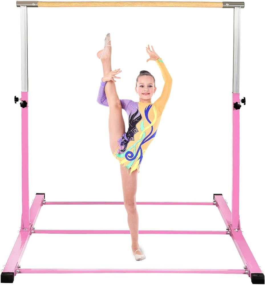 SHIWEI Gymnastics Training Bar- Height Adjustable 3' to 5' Horizontal Kip Bar for Kids | Amazon (US)