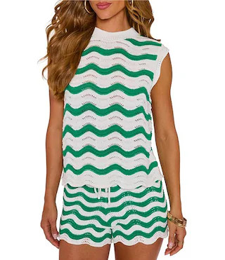 Coordinating Crochet Knit Crew Neck Sleeveless Top | Dillard's