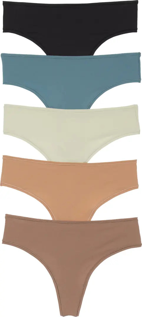 Fits Everybody Assorted 5-Pack Thongs | Nordstrom