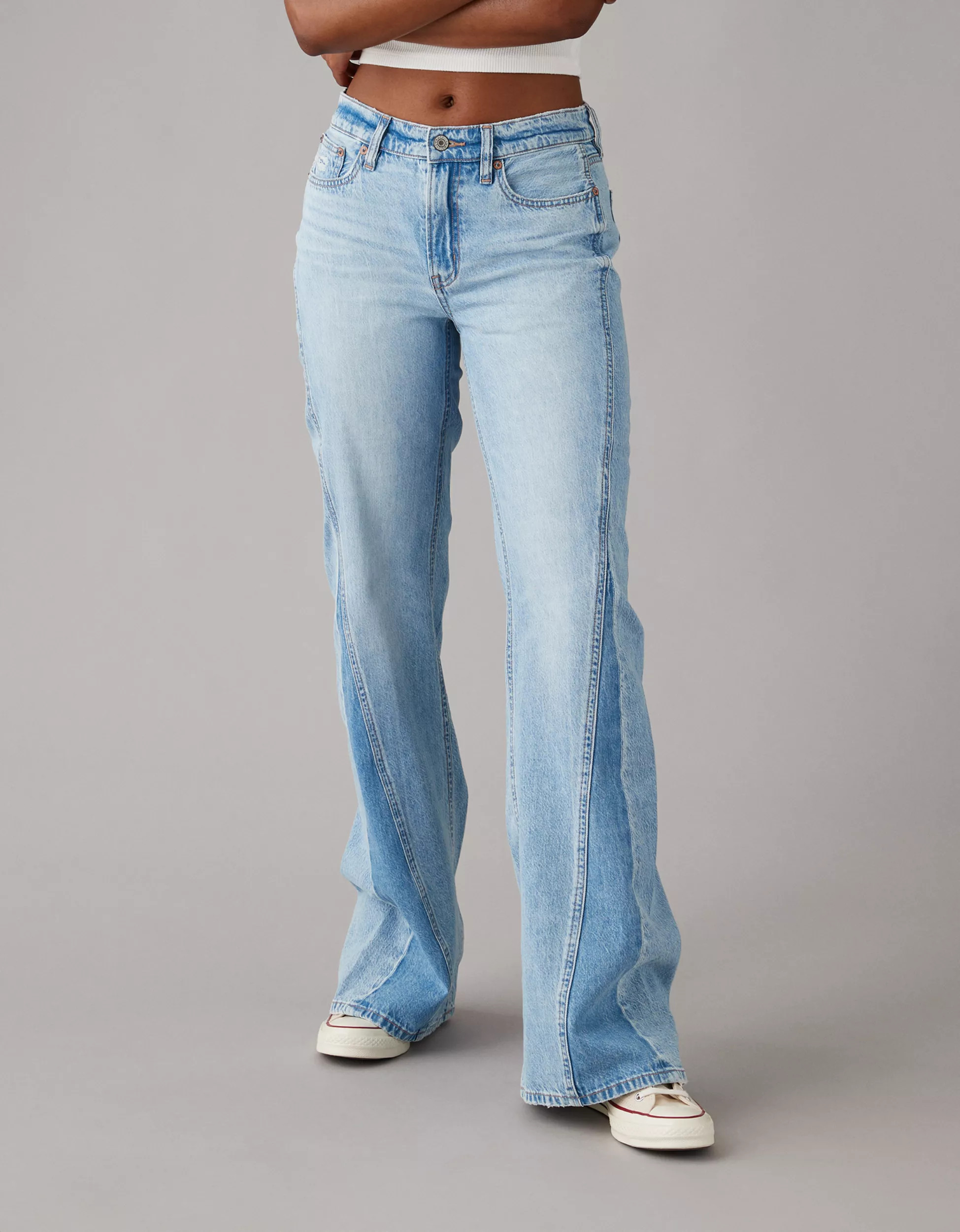 AE Strigid Low-Rise Baggy Flare Jean | American Eagle Outfitters (US & CA)