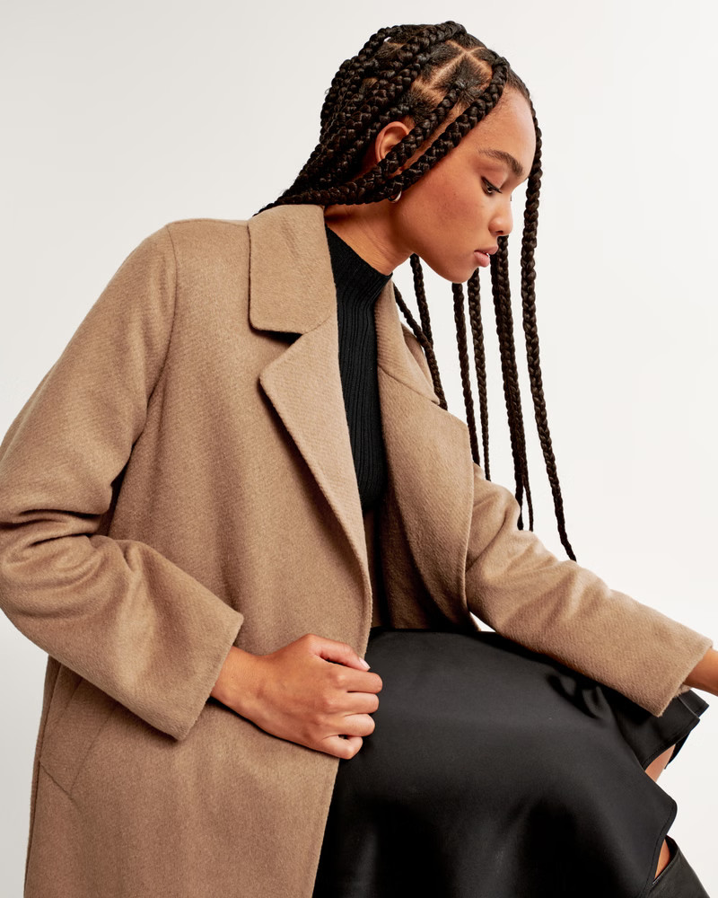 Wool-Blend Belted Blanket Coat | Abercrombie & Fitch (US)