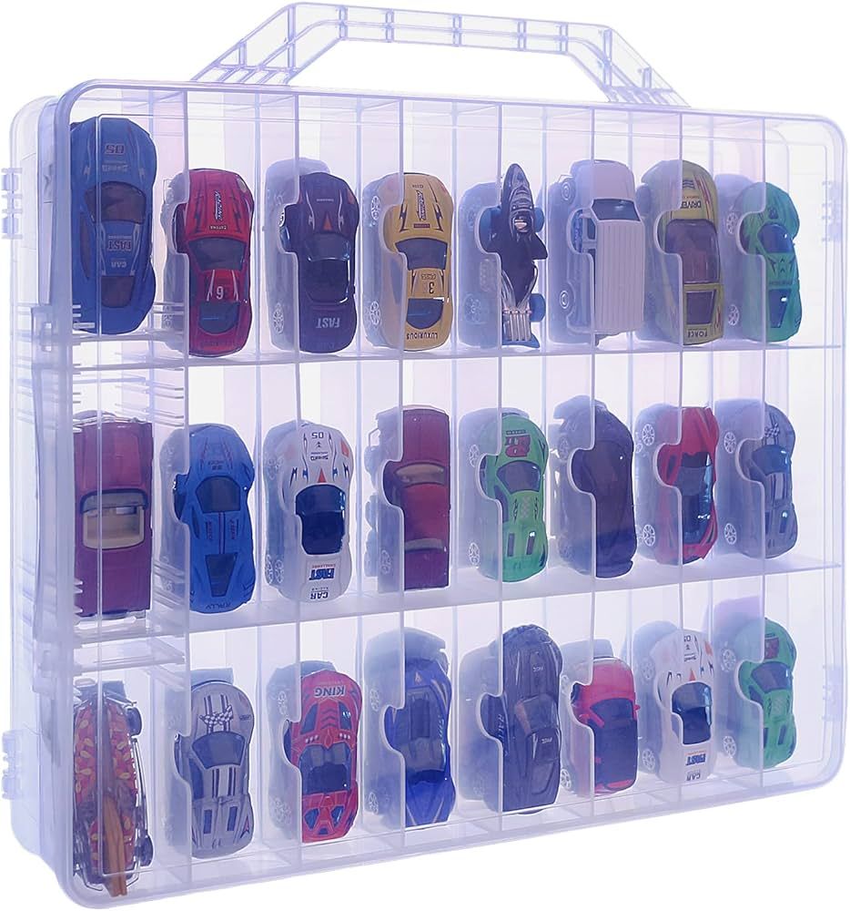 KISLANE Double Sided Toy Car Storage Case for 48 Hot Wheels, Matchbox Cars, Mini Toys, Small Doll... | Amazon (US)