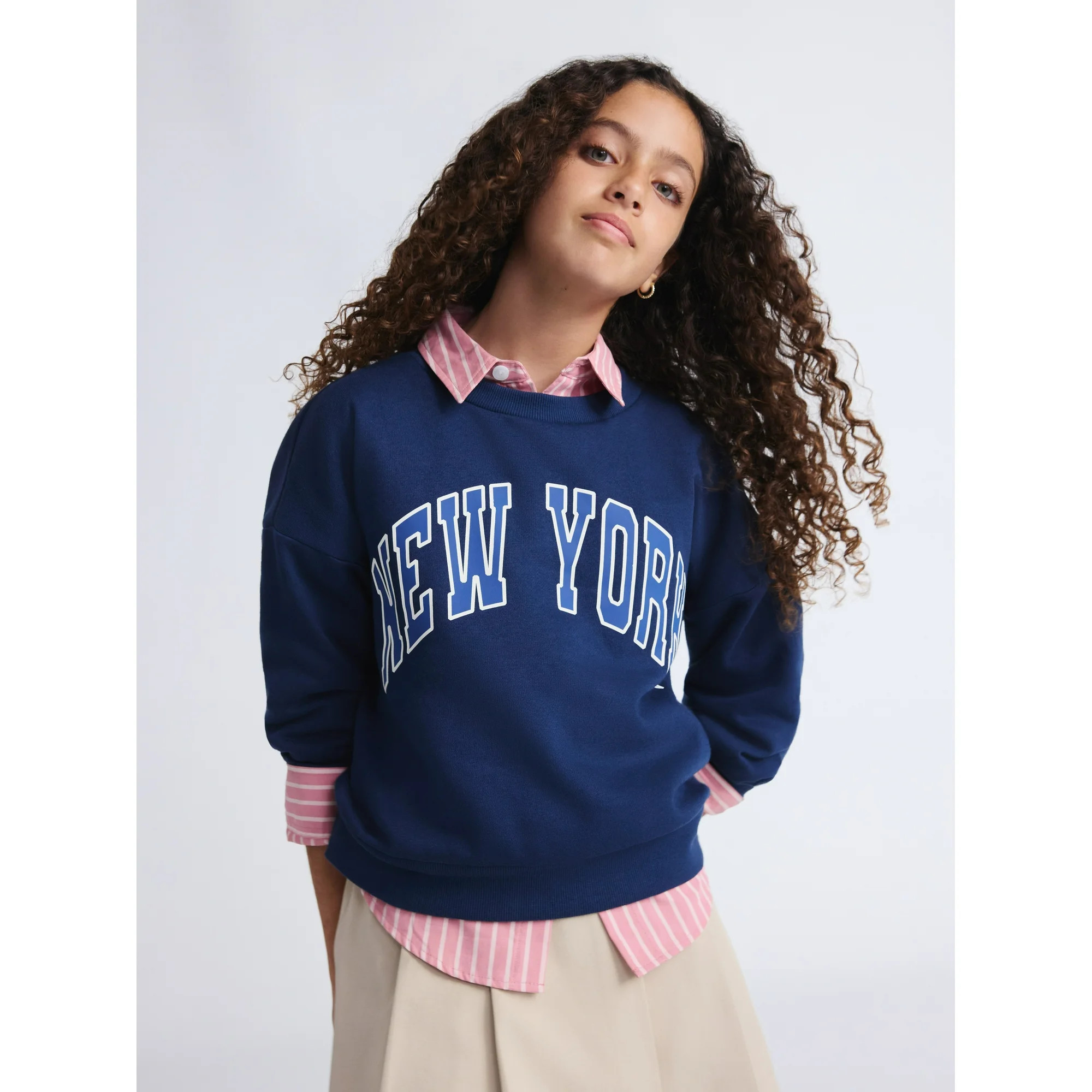Weekend Academy Girls Long Sleeve Graphic Crewneck Sweatshirt, Sizes 4-18 | Walmart (US)