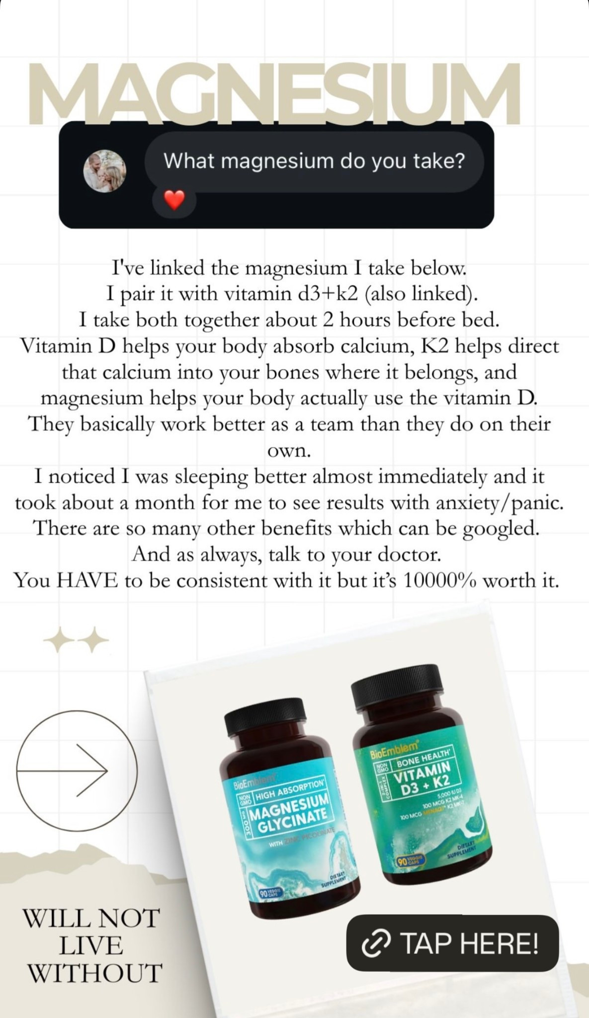 Will never be without these 2 supplements! 🙌🏼

As always, talk to your doctor first  

#LTKOver40 #LTKselfcare #LTKgrwm