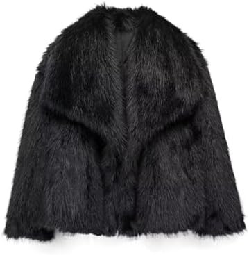 Women's Lapel Faux Fur Jackets Winter Warm Long Sleeve Coats Open Front Fluffy Outerwear | Amazon (US)