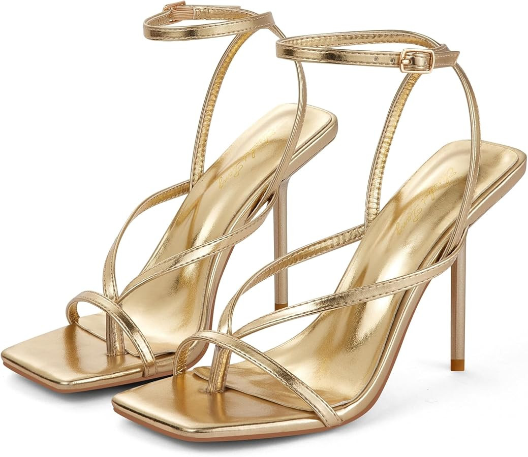 Elisabet Tang Women's Thong Heeled Open Toe Ankle Buckle Strap Heeled Sandals Stylish Dress Shoes | Amazon (US)