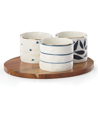 Blue Bay  Set/3 Round Snack Bowls with Wood Tray | Macys (US)