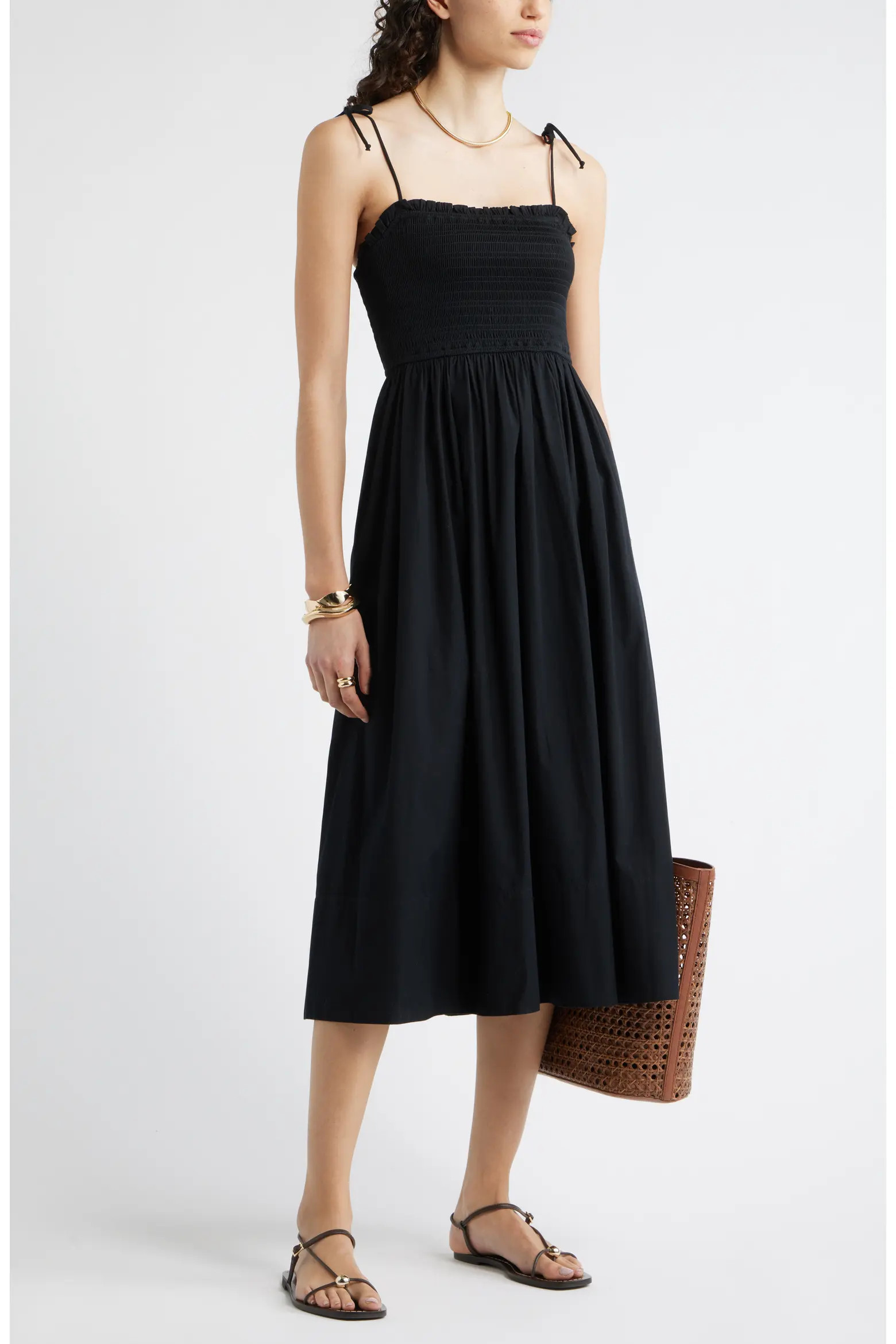 Smocked Stretch Cotton Midi Sundress (Women) | Nordstrom | Nordstrom