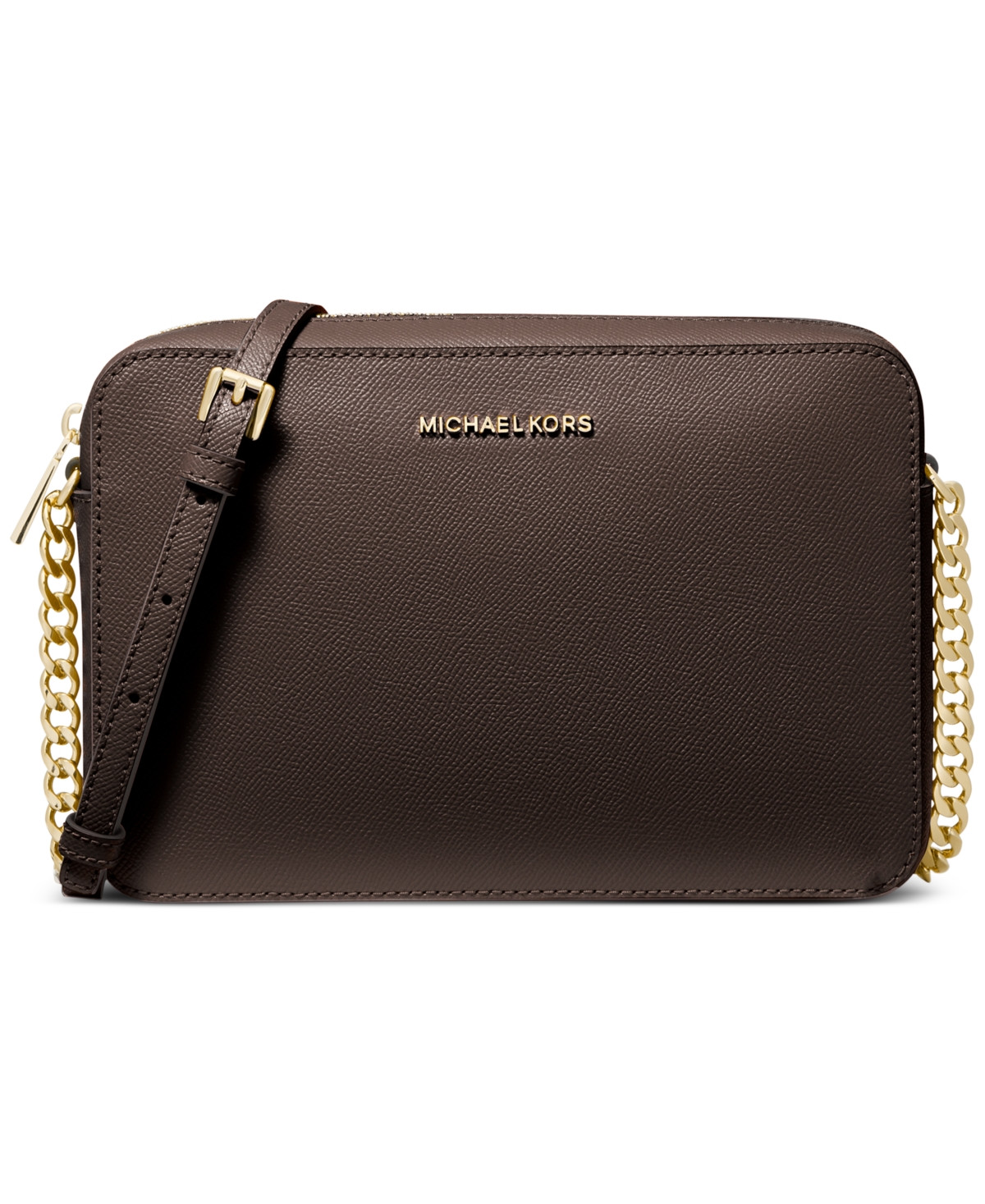 Michael Michael Kors Large Leather Jet Set East West Crossbody - Chocolate | Macy's