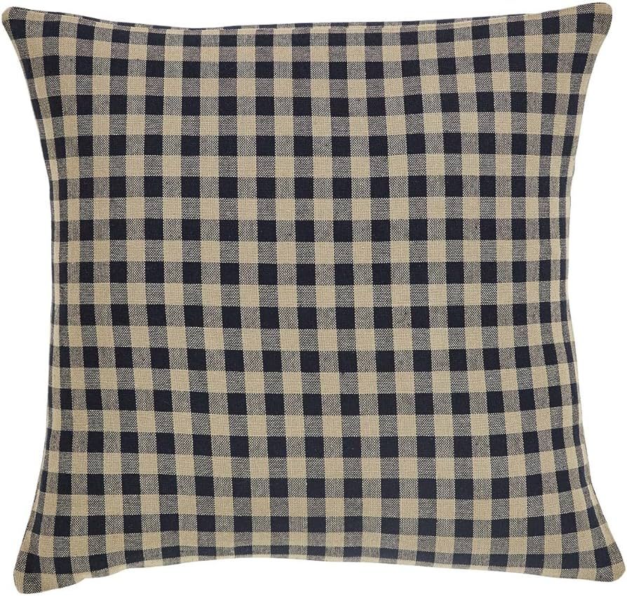 VHC Brands, Black Check, Cotton, 16x16, Fabric Pillow, Black | Amazon (US)