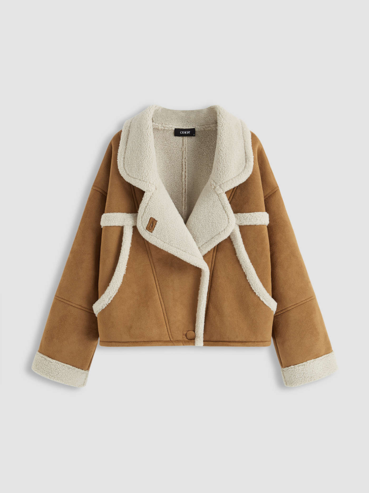 Oversized Faux Shearling Borg Jacket | Cider