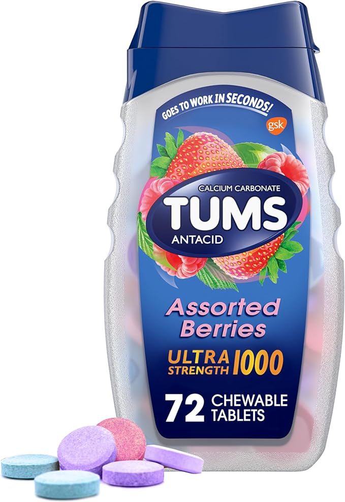 TUMS Ultra Strength Chewable Antacid Tablets for Heartburn Relief and Acid Indigestion Relief, As... | Amazon (US)