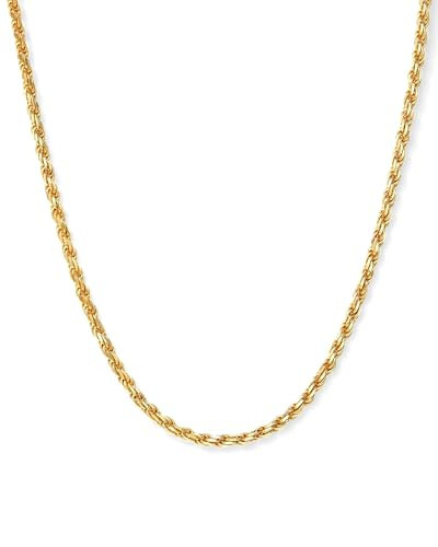 JAXXON Mens Chain Necklace - 1.5mm Gold Rope Chain with Diamond-Cut Links - 925 Sterling Silver Chain for Men - 14k Gold Plated, Antioxidant Finish - Durable Chain Necklace for Daily Wear, 22 Inch | Amazon (US)