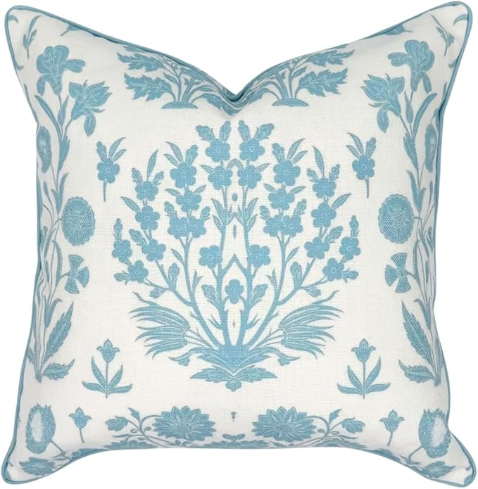 Floral Throw Pillow Cover Charlotte Blue and White Pillow Cover 20"x20" 50 cm x 50 cm Grandmillen... | Amazon (US)