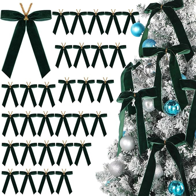 Riceshoot 30 Pcs Velvet Christmas Bow for Christmas Tree, Rustic Crafts Gift Bows, Christmas Garl... | Amazon (US)