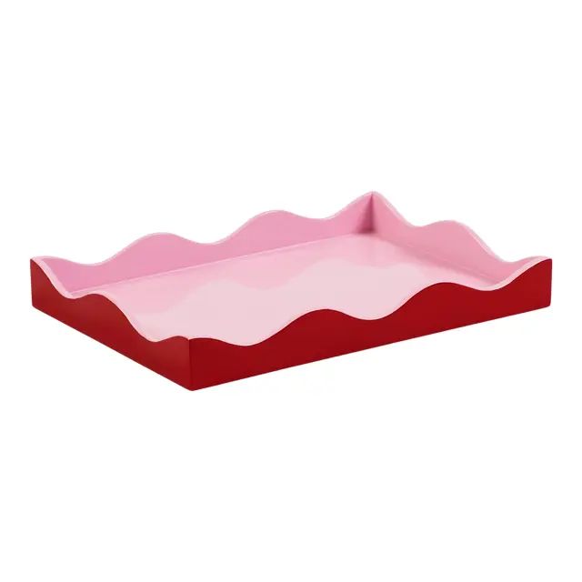 The Lacquer Company for Chairish Belle Rives Tray in Vermillion Red / Pink, Small | Chairish