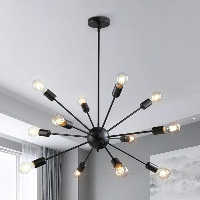Modern Sputnik Chandeliers 12 Lights Mid Century Vintage Ceiling Light Fixture Industrial Pendant... | Amazon (US)