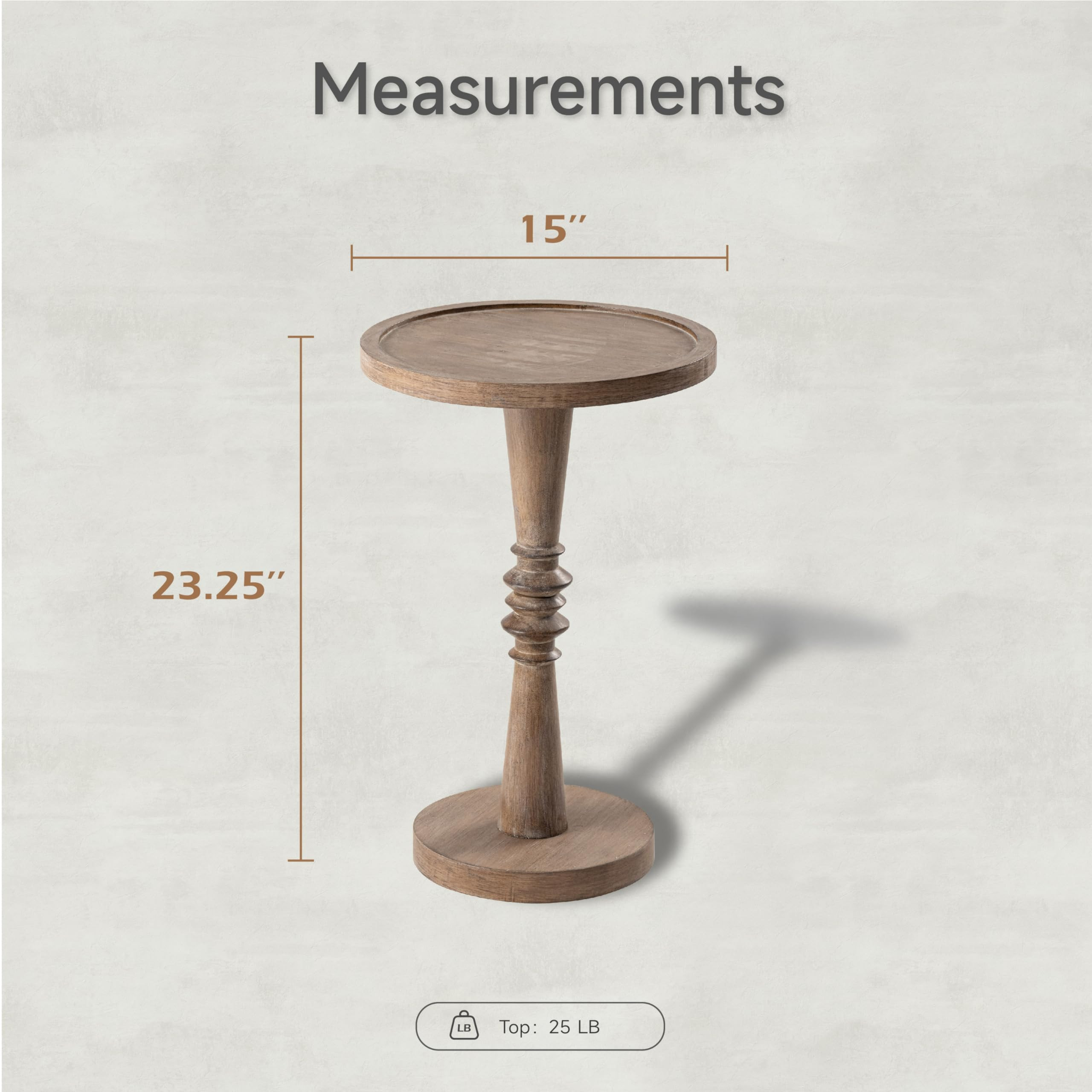 Pedestal Small Drinking Table, Farmhouse Tray Top End Table, Distressed Finish, Wood Color | Amazon (US)