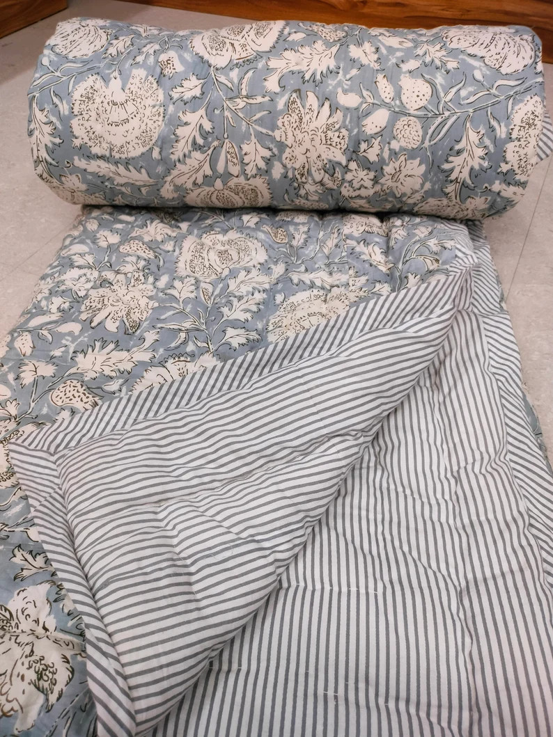 Jaipuri Razai Hand Block Printed Kantha Quilt Lightweight Soft Quilt 100% Cotton Comforter Handma... | Etsy (US)