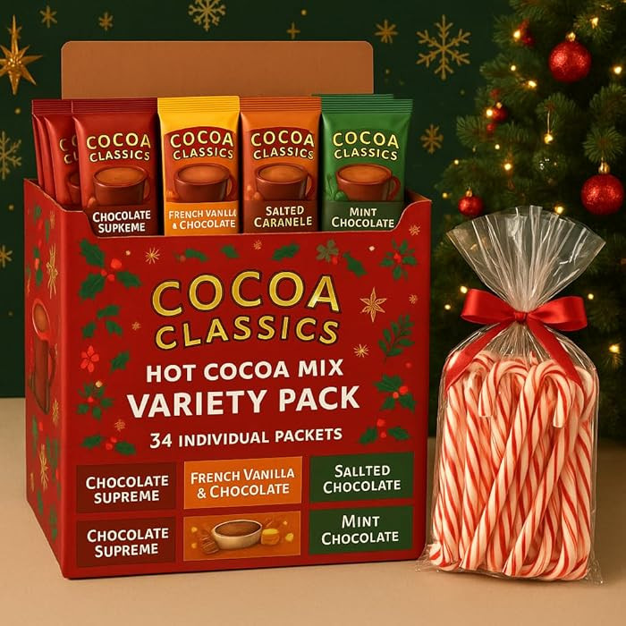 Hot Chocolate Cocoa Mix Variety Gift Pack – 34 Individual Packets – French Vanilla, Salted Ca... | Amazon (US)