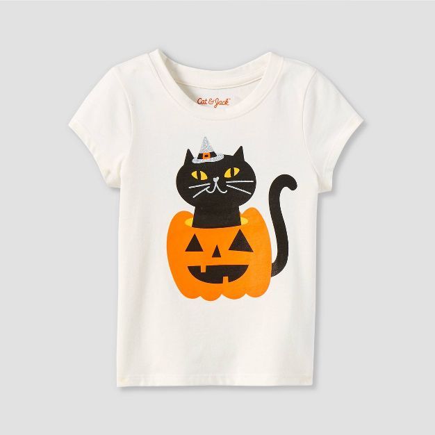 Toddler Girls' Cat Short Sleeve Graphic T-Shirt - Cat & Jack™ Cream | Target